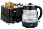 HOMCOM Wasserkocher- und Toaster-Set mit Kr&uuml;melschublade, Schwarz - Schwarz