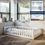 Kinderbett Bodenbett 80x180 cm Bett mit Matratze, Rausfallschutz & Lattenrost