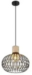 LED Pendelleuchte, Travertine Stein, schwarz, Kristalle, D 38 cm - Schwarz
