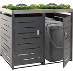 XL 2er-/4er-M&uuml;lltonnenverkleidung HWC-H40, M&uuml;lltonnenbox, Pflanzkasten