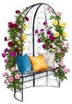Relaxdays Gartenbank mit Rankpavillon, Laubenbank bis 240 kg, HBT 178 x 120 x 58 cm,