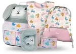 Baagl Schulranzen M&auml;dchen Set 5 Teilig Ergonomischer Schulrucksack - Bunny