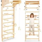 Gro&szlig;e Montessori Kletterwand aus Holz mit Zubeh&ouml;r &ndash; Tellerschaukel,