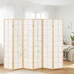 Homestyle4u Paravent Raumteiler 6 teilig Holz Shoji Bambusmuster Trennwand...
