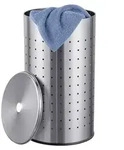 Relaxdays, W&auml;schekorb mit Deckel, Edelstahl, 42 l, HxD: 55 x 31 cm,...