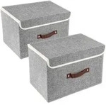 TYEERS Faltbare Aufbewahrungsbox mit Deckel 38x25x25 cm 2-St&uuml;ck Grau