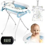 Faltbare Babybadewanne f&uuml;r Kinder und Babys mit Gestell, Thermometer und Einsatz