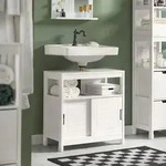SoBuy Waschbeckenunterschrank Badezimmerschrank-Badschrank mit Fu&szlig;polster,