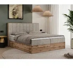 MKS MEBLE Boxspringbett 180x200 mit Bettkasten Eiche, Polsterbett 180x200 mit