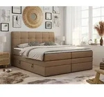 Boxspringbett mit Kopfteil und Topper, Polsterbett - LUKA-KING - 180x200cm - Braun -