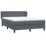 vidaXL Boxspringbett mit Matratze Dunkelgrau 160x210 cm Samt - Grau