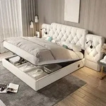 MODFU Polsterbett 180x200cm Doppelbett Jugendbett mit Leselampen,...