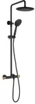 Sapho Solaria Duschs&auml;ule mit Thermostat-Armatur, Schwarz/Gold matt