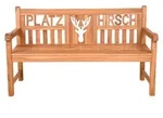 Gartenbank Platzhirsch Teakholz ge&ouml;lt 150 cm 3-Sitzer mit Hirschkopf