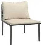 vidaXL Garten-Mittelsofa mit Kissen Grau Poly Rattan - Grau