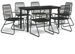 vidaXL 7-tlg. Garten-Essgruppe Schwarz PVC-Rattan - Schwarz