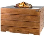 Happy Cocooning Mania Lounge&Dining Feuertisch rechteckig Teakholz/grau 19,5 kW