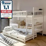 Hochbett 90x200 mit Ausziehbett und drei Matratzen, Etagenbett mit...
