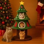 COMHOMA Kratzbaum 135 cm hoch, Weihnachtsbaum-Design, mehrst&ouml;ckiger Katzenbaum...
