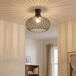 LED Deckenleuchte, Metall rostfarben, Gitter Design, D 40 cm