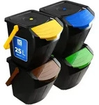 KADAX Recycling-Eimer Set "Loras", M&uuml;lleimer mit Deckel, Abfallsammler, 25L, 4