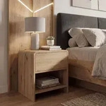 FineBuy Nachtkonsole Eiche Nachbildung 50cm Nachttisch Modern Nachtkommode