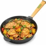 &Oslash;24cm Gusseisenpfanne 6 cm hoch mit Holzgriff Gu&szlig;eisenpfanne Pfanne aus...