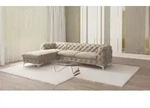 S-STYLE M&Ouml;BEL - Chesterfield Ecksofa Cleo mit Ottomane rechts und Silber Metall