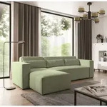 Ecksofa Schlafsofa WALDO Stoff Brooklyn Hellgr&uuml;n Ottomane Links - Gr&uuml;n