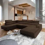 Masseno Ecksofa SIENA L-S mit Schlaffunktion U-Form, Sofa mit Bettkasten,