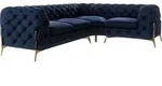S-STYLE M&Ouml;BEL - Chesterfield Ecksofa Nova mit Goldene Metall F&uuml;&szlig;en aus Marineblau