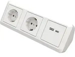 Steckdosenblock McPower ''Cup'' Aufbau, wei&szlig;, 2-fach Schutzkontakt + 2x USB...
