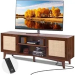 VEVOR Rattan-TV-St&auml;nder 191cm Fernseher Boho-TV-Schrank Fernsehschrank Walnuss...