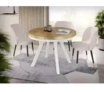 Designer Runder Ausziehbarer Esstisch - Loft-Stil, Industriell, Platzsparend -...