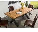 MASSIVMOEBEL24 Baumtisch Mango 220x100x77 natur lackiert / X-Beine anthrazit...