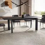 WOHNLING Esszimmertisch 180x95x77 cm Keramik Glas Esstisch Schwarz K&uuml;chentisch