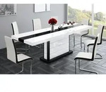 Design Esstisch Tisch HE-555 Wei&szlig; - Schwarz Hochglanz ausziehbar 160 bis 260...