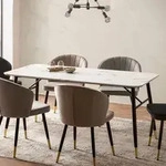 WOHNLING Esszimmertisch 140x80x76 cm Esstisch Wei&szlig; in Marmor-Optik Modern