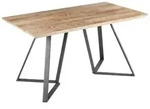 BELIANI Esstisch mit heller Holzplatte und schwarzen Metallbeinen 140 x 80 cm 6
