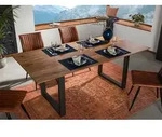 MASSIVMOEBEL24 Esstisch Akazie 180x90 natur lackiert / U-Beine anth. matt SWISS...