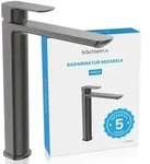 Badarmatur Mizarela hoch - Anthrazit | Hohe Badarmatur im klassischen Design -