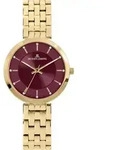Jacques Lemans 1-2211H Damen-Armbanduhr Milano Goldfarben/Weinrot - Rot