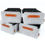 4er-Set Filz Aufbewahrungsboxen in Dunkel- und Hellgrau 31x25x15 cm formstabil...