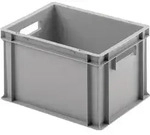 Transportstapelbeh&auml;lter L400xB300xH235mm o.Deckel hellgrau PP offene Durchgriffe -