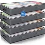 Unterbett-Aufbewahrungsbox 4 St&uuml;ck 90L Grau - Faltbar & mit Deckel - Grau