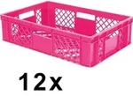 12x Eurobeh&auml;lter durchbrochen/Stapelkorb, PE-HD pink, Industriequalit&auml;t,