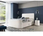Boxspringbett Schlafzimmerbett BODY 140x200cm in Stoff Creme inkl. Bettkasten -...