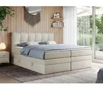 Boxspringbett mit Doppelmatratze - ALVIN-KING - 120 x 200 cm - Beige - H4 -...