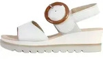 Sandalen mit Keilabsatz aus Satinleder in Metallic-Optik - Wei&szlig; - 39