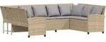 vidaXL Gartensofa mit Kissen Beige Poly Rattan - Beige